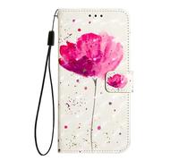 Unichthy For Xiaomi Redmi A5 4G Case PU Leather Flip Wallet Cover for Men Women Shockproof 3D Glossy Pattern with Stand 3 Card Slots Magnetic Closure Phone Shell for Xiaomi Redmi A5 4G - Pink Lotus