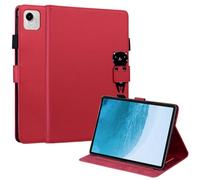 Unichthy Kids Case for HONOR Pad X9a 11.5 Inch 2025 Cover Cute Funny Animals with Pencil Holder Shockproof Sturdy Stand Card Slots Cover for HONOR Pad X9a 2025 Tablet - Cat & Red