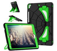 Unichthy Kids Case for iPad 10.2 inch, iPad 9th/8th/7th Generation 2021/2020/2019 Kickstand Cover for Boys Girls Shockproof Hybrid Thickned Cornor Impact Protection, Black/Green