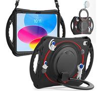 Unichthy Kids Case for iPad (A16) 11th Generation 11 Inch 2025/ iPad 10th Generation 10.9 Inch 2022 3D Astronaut Portable Cover with Crossbody Strap/Pencil Holder/Stand Hangable Cover, Black