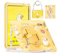 Unichthy Kids Case for iPad (A16) 11th Generation 11 Inch 2025/ iPad 10th Generation 10.9 Inch 2022 3D Cute Cover with Crossbody Strap & Hand Strap Stand Cover for Boys Girls, Yellow Ducks