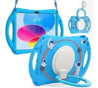 Unichthy Kids Case for iPad (A16) 11th Generation 11 Inch 2025/ iPad 10th Generation 10.9 Inch 2022 3D Astronaut Portable Cover with Crossbody Strap/Pencil Holder/Stand Hangable Cover, Blue