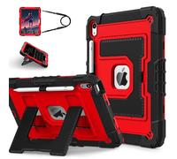 Unichthy Kids Case for iPad (A16) 11th Generation 11 Inch 2025/ iPad 10th Generation 10.9 Inch 2022 Fully-Body Shockproof Kiddie Cover with Crossbody Strap/Built-in Stand for Boys & Girls, Red