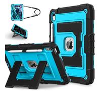 Unichthy Kids Case for iPad (A16) 11th Generation 11 Inch 2025/ iPad 10th Generation 10.9 Inch 2022 Fully-Body Shockproof Kiddie Cover with Crossbody Strap/Built-in Stand for Boys & Girls,Black/Blue