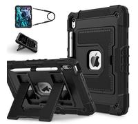 Unichthy Kids Case for iPad (A16) 11th Generation 11 Inch 2025/ iPad 10th Generation 10.9 Inch 2022 Fully-Body Shockproof Kiddie Cover with Crossbody Strap/Built-in Stand for Boys & Girls, Black