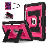 Unichthy Kids Case for iPad (A16) 11th Generation 11 Inch 2025/ iPad 10th Generation 10.9 Inch 2022 Fully-Body Shockproof Kiddie Cover with Crossbody Strap/Built-in Stand for Boys & Girls, Deep Pink