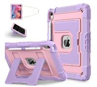 Unichthy Kids Case for iPad (A16) 11th Generation 11 Inch 2025/ iPad 10th Generation 10.9 Inch 2022 Fully-Body Shockproof Kiddie Cover with Crossbody Strap/Built-in Stand for Boys & Girls,Purple/Pink