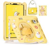 Unichthy Kids Case for iPad Air 11 Inch M3 (2025) / M2 (2024),iPad Air 5th /4th Generation (2022/2020) 3D Cute Cover with Crossbody & Hand Strap/Pencil Holder/Stand Cover for Boys Girls, Yellow Ducks