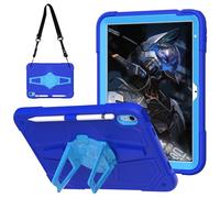Unichthy Kids Case for iPad Air 5th Gen. 2022 / iPad Air 4th Gen. 2020 10.9 Inch 3D Built-in Cool Spaceship Kickstand Design Shockproof Lightweight Kids-friendly Cover with Shoulder Strap Blue
