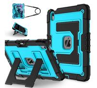 Unichthy Kids Case for iPad mini (A17 Pro, 2024, 7th Gen.) / mini 6 (2021, 6th Gen.) 8.3-inch Fully-Body Shockproof Kiddie Cover with Crossbody Strap/Built-in Stand for Boys & Girls, Black/Blue