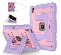 Unichthy Kids Case for iPad mini (A17 Pro, 2024, 7th Gen.) / mini 6 (2021, 6th Gen.) 8.3-inch Fully-Body Shockproof Kiddie Cover with Crossbody Strap/Built-in Stand for Boys & Girls,Purple/Pink