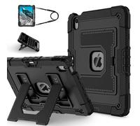Unichthy Kids Case for iPad mini (A17 Pro, 2024, 7th Gen.) / mini 6 (2021, 6th Gen.) 8.3-inch Fully-Body Shockproof Kiddie Cover with Crossbody Strap/Built-in Stand for Boys & Girls, Black