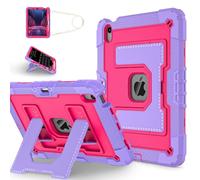 Unichthy Kids Case for iPad mini (A17 Pro, 2024, 7th Gen.) / mini 6 (2021, 6th Gen.) 8.3-inch Fully-Body Shockproof Kiddie Cover with Crossbody Strap/Built-in Stand for Boys & Girls, Purple/Red