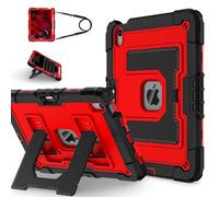 Unichthy Kids Case for iPad mini (A17 Pro, 2024, 7th Gen.) / mini 6 (2021, 6th Gen.) 8.3-inch Fully-Body Shockproof Kiddie Cover with Crossbody Strap/Built-in Stand for Boys & Girls, Red