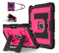 Unichthy Kids Case for iPad mini (A17 Pro, 2024, 7th Gen.) / mini 6 (2021, 6th Gen.) 8.3-inch Fully-Body Shockproof Kiddie Cover with Crossbody Strap/Built-in Stand for Boys & Girls, Deep Pink