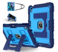 Unichthy Kids Case for iPad mini (A17 Pro, 2024, 7th Gen.) / mini 6 (2021, 6th Gen.) 8.3-inch Fully-Body Shockproof Kiddie Cover with Crossbody Strap/Built-in Stand for Boys & Girls, Blue