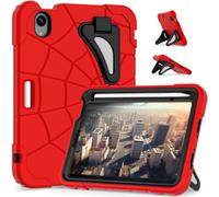 Unichthy Kids Case for iPad mini (A17 Pro, 2024 Model, 7th Generation) / mini 6 (2021 Model, 6th Generation) 8.3-inch Kickstand Cover for Boys Girls Shockproof Hybrid Thickned Cornor Case Red/Black