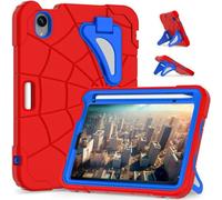Unichthy Kids Case for iPad mini (A17 Pro, 2024 Model, 7th Generation) / mini 6 (2021 Model, 6th Generation) 8.3-inch Kickstand Cover for Boys Girls Shockproof Hybrid Thickned Cornor Case Red/Blue