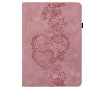 Unichthy Love Heart Case for iPad Pro 12.9 Case 6th/5th/4th/3rd Generation, Slim Folding Multi-Angle Stand Card Holder Cover for iPad 12.9 Pro 2022/2021/2020/2018 - Rose Gold