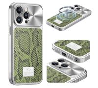 Unichthy Magnetic Case for iPhone 13 Pro Max Camera Cover Compatible with MagSafe, Military-Grade Drop Protection Firm Grip Shockproof TPU Glitter Python Pattern Design for iPhone 13 Pro Max Green