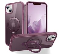 Unichthy Magnetic Stand iPhone 13 Case Shockproof Military-Grade Protection Slim Hard Translucent Matte |Built-in Invisible Stand| iPhone 13 Phone Case Cover Claret