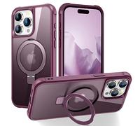 Unichthy Magnetic Stand iPhone 13 Pro Case Shockproof Military-Grade Protection Slim Hard Translucent Matte |Built-in Invisible Stand| iPhone 13 Pro Phone Case Cover Claret