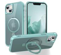 Unichthy Magnetic Stand iPhone 14 Plus Case Shockproof Military-Grade Protection Slim Hard Translucent Matte |Built-in Invisible Stand| iPhone 14 Plus Phone Case Cover Mint Green