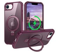 Unichthy Magnetic Stand iPhone 16e 2025 Case Support Magsafe Shockproof Military-Grade Protection Slim Hard Translucent Matte |Built-in Invisible Stand| iPhone 16e 2025 Phone Case Cover Claret