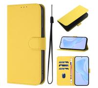 Unichthy Multiple Colours Case for HONOR Magic8 Lite 5G Cover, Solid Colour Flip Wallet Case, PU Leather with Soft Touch, 3 Card Slots, Magnetic Closure, Kickstand & Shockproof TPU Skin,Lemon
