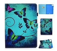 Unichthy Smart Case for iPad Air 11-inch M2 2024 M3 2025/10.9 Air 5th Generation 2022/10.9 Air 4th 2020, Slim Folding Stand Card Slots Cover Shockproof Shell with Auto Wake/Sleep, Green Butterfly