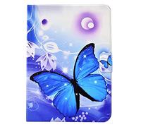 Unichthy Smart Case for iPad Air 11-inch M2 2024 M3 2025/10.9 Air 5th Generation 2022/10.9 Air 4th 2020, Slim Folding Stand Card Slots Cover Shockproof Shell with Auto Wake/Sleep, Big Blue Butterfly