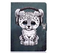 Unichthy Smart Case for iPad Air 11-inch M2 2024 M3 2025/10.9 Air 5th Generation 2022/10.9 Air 4th 2020, Slim Folding Stand Card Slots Cover Shockproof Shell with Auto Wake/Sleep, White Leopard