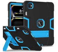 Unichthy Tough Case for iPad Pro 11 inch (M4) 2024 |Colour-Contrast Design| Full Body Cover Kickstand Shockproof Cover for 2024 11-inch iPad Pro Black/Blue