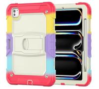 Unichthy Tough Case for iPad Pro 13 inch (M4) 2024 for Girls with Built-in Pencil Holder/Kickstand Cover for Kids Heavy Duty Shockproof Multi-Angle Stand Shell for 2024 13-inch iPad Pro Colorful Red