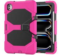 Unichthy Tough Case for iPad Pro 13 inch (M4) 2024 with Built-in Screen Protector/Pencil Holder/Kickstand Cover for Kids Hybrid Shockproof iPad Case for 2024 Released 13-inch iPad Pro Deep Pink