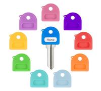 Uniclife 10 Pcs Key Covers Caps, 2.5 cm Key Identifiers with Labels, Soft Stretchy Key Covers for House Key, Cute Key Head Protectors for Standard Keys (Not for Odd-Shaped Keys), 10 Colors