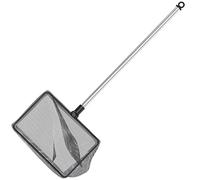 Uniclife 11.5cm Aquarium Fish Net with Telescopic Stainless Steel Handle Larger Square Net with Soft Fine Mesh Sludge Food Residue Wastes Skimming Cleaning Net for Fish Tanks Small Koi Ponds and Pools