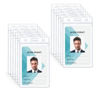 Uniclife 12 Pack Vertical ID Card Badge Holder Waterproof Clear Card Sleeve Case Cover Heavy Duty Card Protector Pouch with Resealable Zip for Proximity Key Card Driver’s License and Credit Card