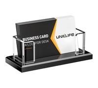Uniclife 2 Pack Acrylic Business Card Holder for Desk 1 Slot Clear Horizontal Business Card Stand for Men & Women Desktop Name Card Display Stand Card Organizer for Office Exhibition, 60 Card Capacity