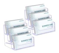 Uniclife 2 Pack Acrylic Business Card Holder for Desk 3 Slots Clear Business Card Display Stand for Men & Women Desktop Business Card Organizer Card Stand for Office Home Exhibition, 180 Card Capacity