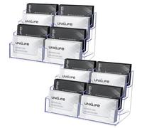 Uniclife 2 Pack Acrylic Business Card Holder for Desk 8 Slots Clear Business Card Display Stand for Men & Women Desktop Business Card Organizer Card Stand for Office Home Exhibition, 480 Card Capacity