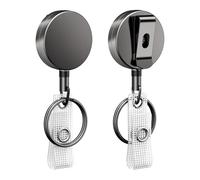 Uniclife 2 Pack Heavy Duty Metal Retractable Badge Reel for Badge Holder Retractable Keychain All Metal Casing with Stainless Steel Spring Coil 60 cm Nylon Rope Belt Clip and Key Ring