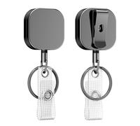 Uniclife 2 Pack Heavy Duty Metal Retractable Badge Reel for Badge Holder Retractable Keychain All Metal Casing with Stainless Steel Spring Coil 60 cm Nylon Rope Belt Clip and Key Ring