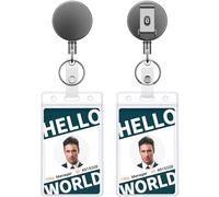 Uniclife 2 Pack Heavy Duty Metal Retractable Badge Reel with Clear Vertical Badge Holder Soft Waterproof Card Protector Retractable Keychain All Metal Casing with 70 cm Nylon Rope and Belt Clip