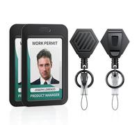 Uniclife 2 Pack Heavy Duty Retractable Keychain with Magnetic Closure for up to 450 g Retractable Badge Reel with Sliding Badge Holder Magnetic Belt Clip and Carabiner Ring with Plastic Card Case