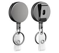 Uniclife 2 Pack Retractable Keychain Heavy Duty Metal Retractable Badge Reel for Badge Holder Keychain All Metal Casing with Stainless Steel Spring Coil 70 cm Nylon Rope Belt Clip and Key Ring
