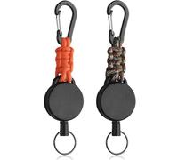 Uniclife 2 Pack Retractable Keychain, Retractable Key Holder, Heavy Duty Badge Reel for Keys and ID Card, Extendable Badge Holder Clip with Carabiner Paracord and Key Ring（Army Green & Orange）