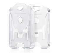 Uniclife 2 Pack Transparent Heavy Duty Badge Holder Vertical Hard Plastic Case with Clear Window and Tight Clip Stable Card Protector Tactical ID Card Holder for Office School ID Cards Proximity Cards