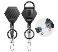 Uniclife 2 Pcs Heavy Duty Retractable Keychain with Magnetic Closure Retractable Badge Reel for up to 454 g Magnetic Badge Holder Reel with 89 cm Dyneema Cord ABS Casing Belt Clip Large Carabiner Ring
