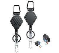 Uniclife 2 Pcs Heavy Duty Retractable Keychain with Magnetic Closure Retractable Badge Reel for up to 255 g ID Badge Holder Reel with 89 cm Dyneema Cord ABS Casing Belt Clip and Large Carabiner Ring
